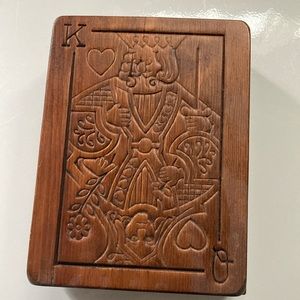 Vtg Wood Card Box Holder